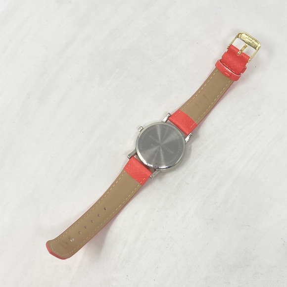 Accutime Owl Watch Women 35mm Silver Tone Coral Faux Leather Glitter New Battery - Picture 13 of 16